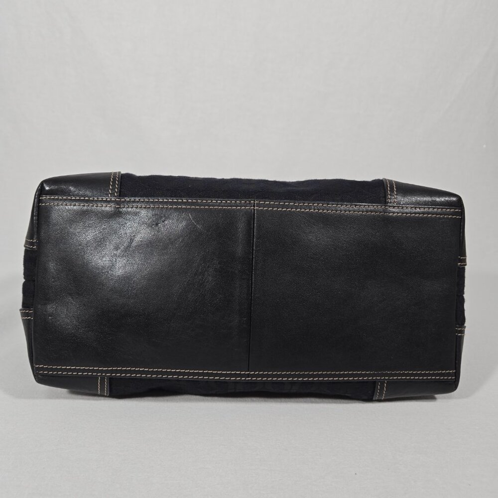 Vintage FOSSIL Y2K Whimsigoth BLACK Signature Canvas Leather Trim Shoulder Bag. - Picture 10 of 17